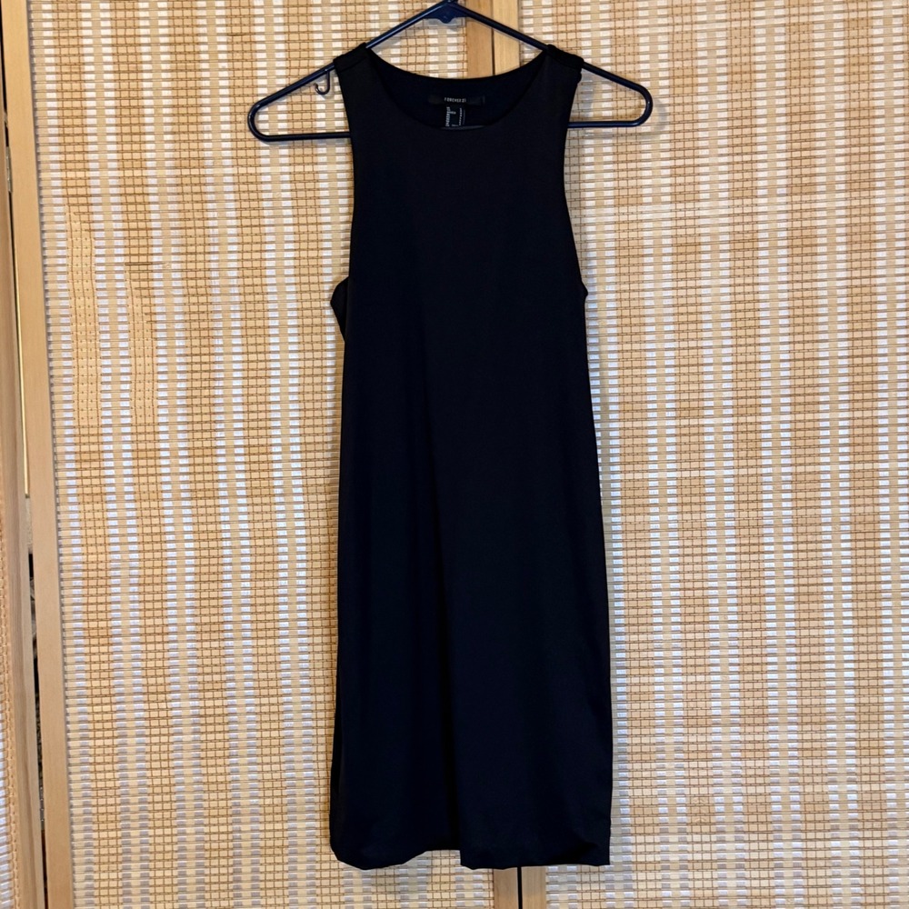 Forever 21 Womens Black Racerback Bodycon Mini Dress Size L Crew Neck Sleeveless
